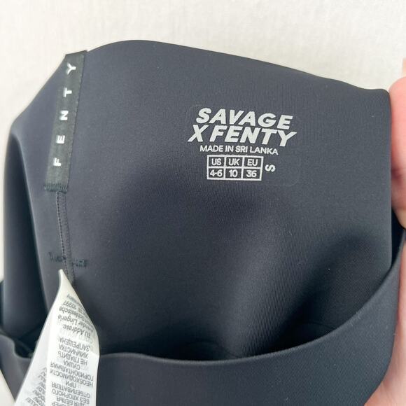 NEW Savage x Fenty Hotline High Rise Leggings Small Black Pink Embroidered - Picture 6 of 7